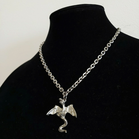 90s Artist Dragon Pendant Necklace Gothic Mystical - Picture 2 of 7